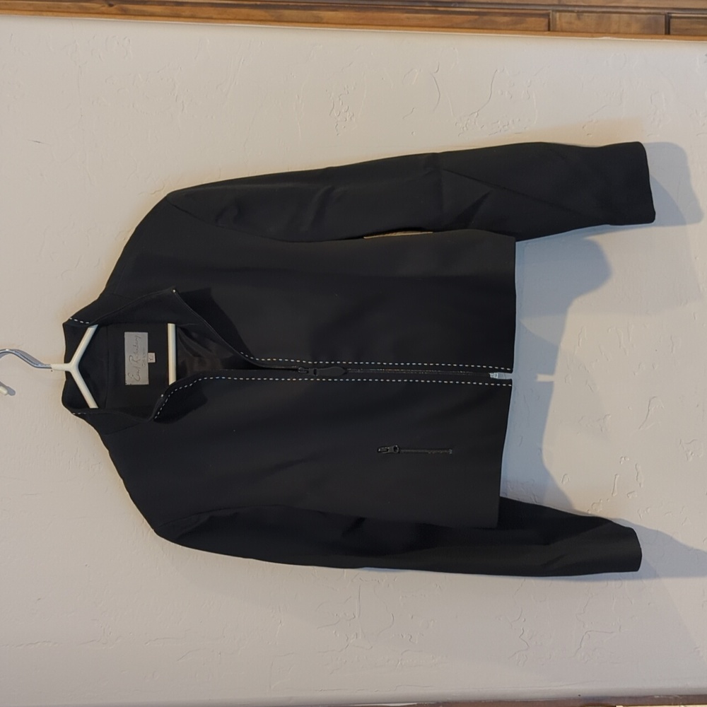 Earl Rutenberg black crop moto blazer jacket large NWT!